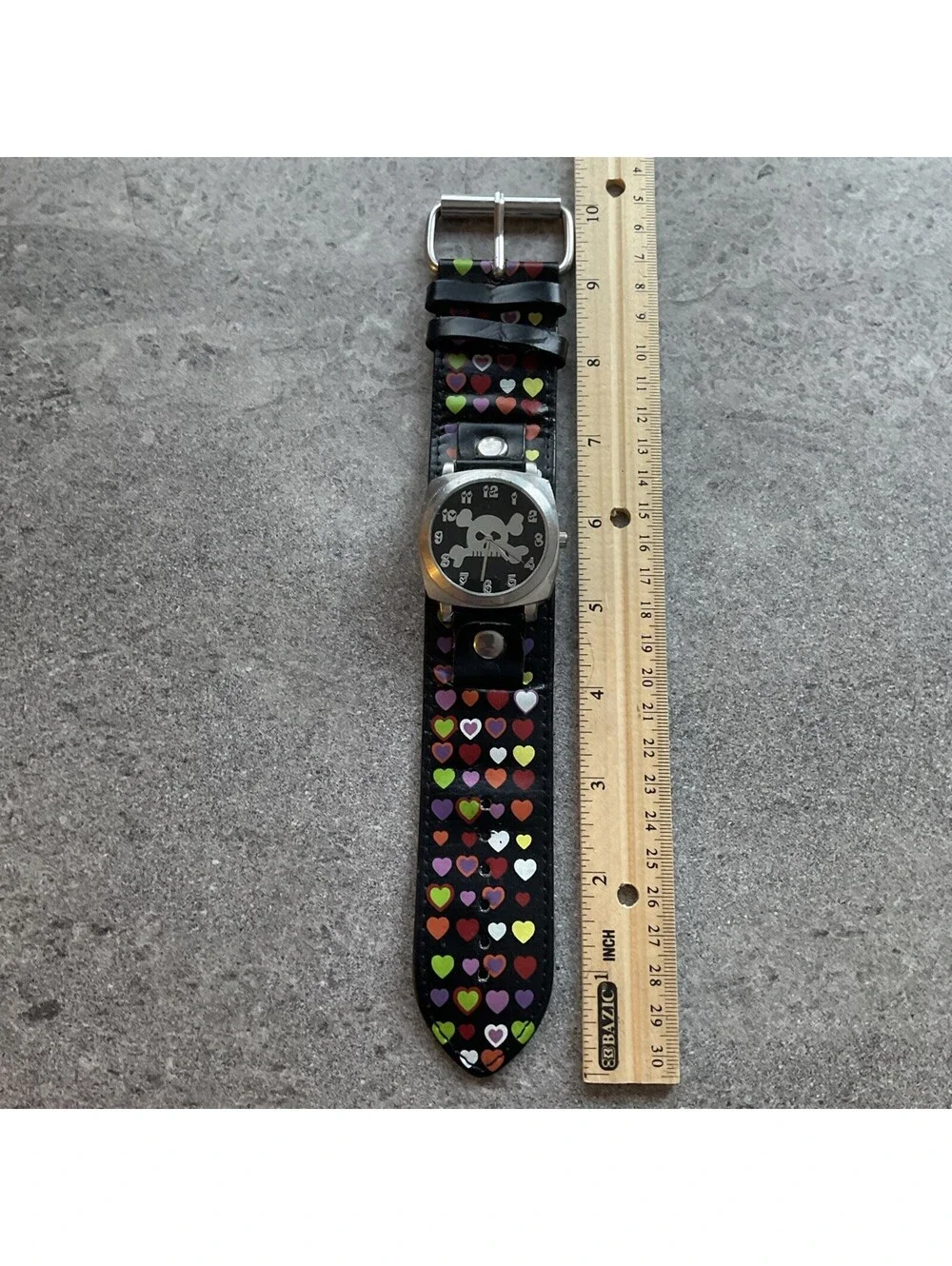 Rock It Womens Watch 40mm “Skull & Cross Bones” Dial Black Leather Band B-S